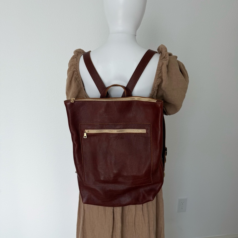 Portland Leather Rich Brown Leather Backpack